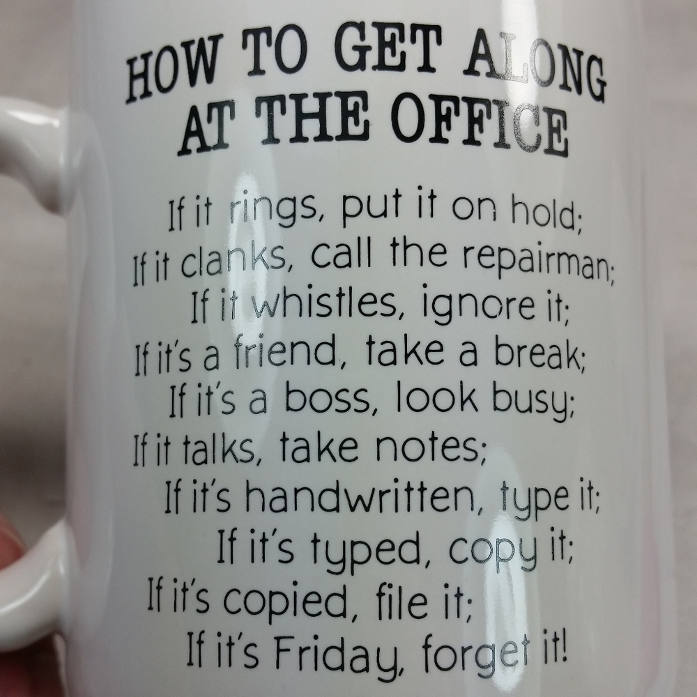 Hallmark MUG "How to Get Along at the Office" Multitasking 10 oz Cup 1984 - Picture 10 of 11